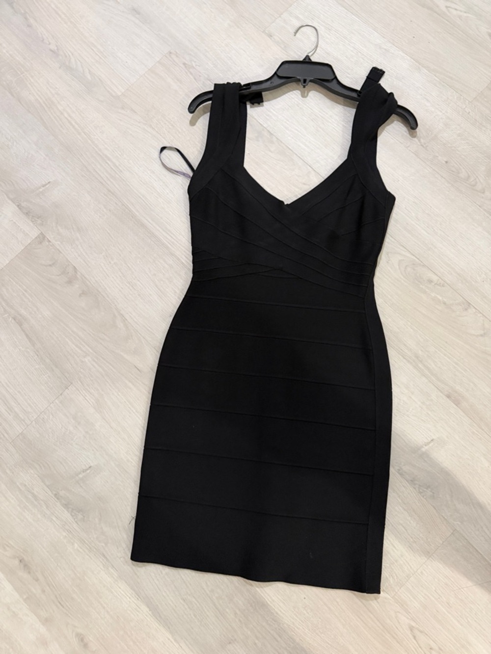 Herve Leger Black V-Neck Bandage Mini Dress